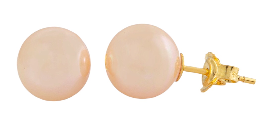 ΣΚΟΥΛΑΡΙΚΙΑ Μονόπετρα σε Κίτρινο Χρυσό 14Κ με Ροζ Μαργαριτάρια 6491-5 - 