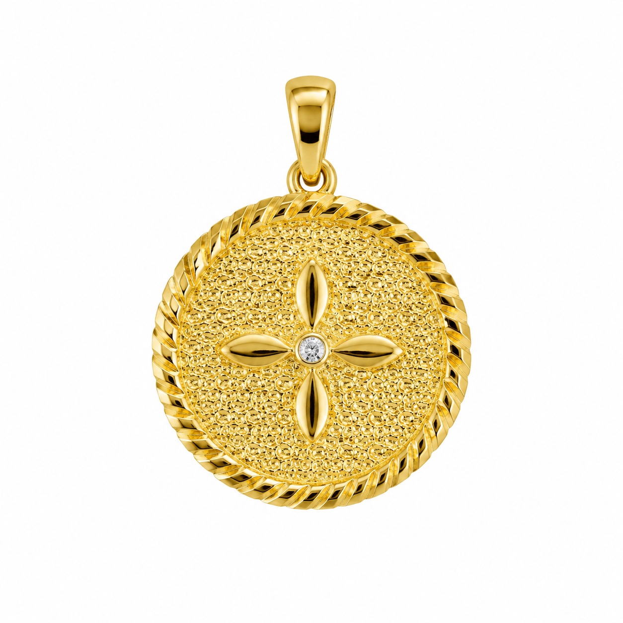 PENDANT Double Sided Constantinato SENZIO Collection from K9 Yellow Gold with Zircon Stones 3LAV.D665P - 3