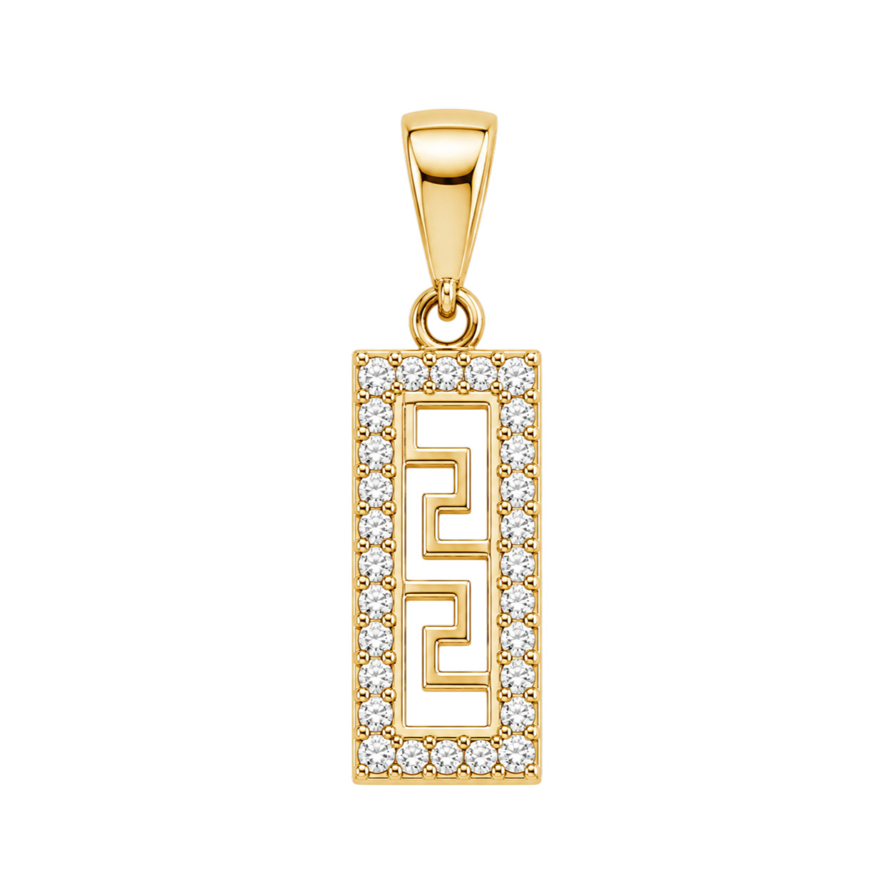 PENDANT Meander Charm PRINCE Yellow Gold K9 with Zircon Stones 6G8P318-3 - 