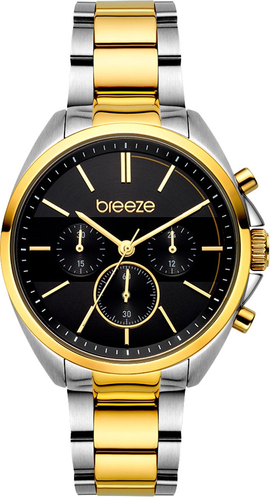 BREEZE Glow Raider Chronograph 40mm Two-Tone Silver & Gold Stainless Steel Bracelet 712031.7 - 