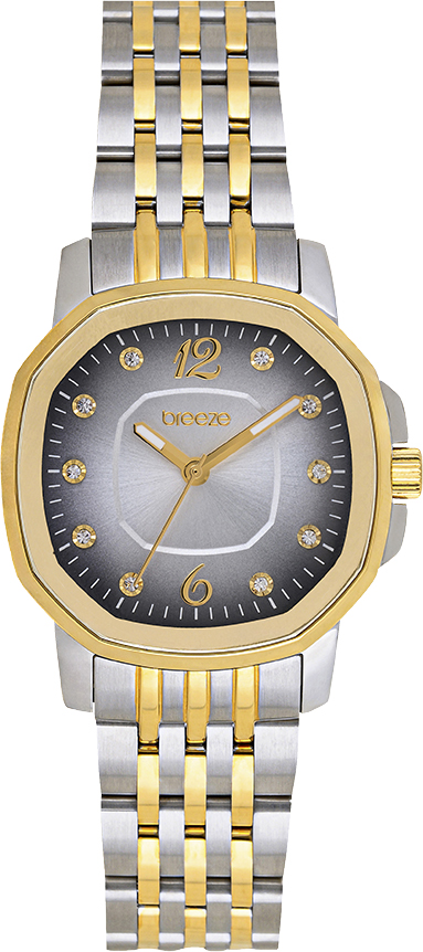 BREEZE Majestic Swarovski Grey Dial 30mm Two Tone Gold Stainless Steel Bracelet 712511.1 - 