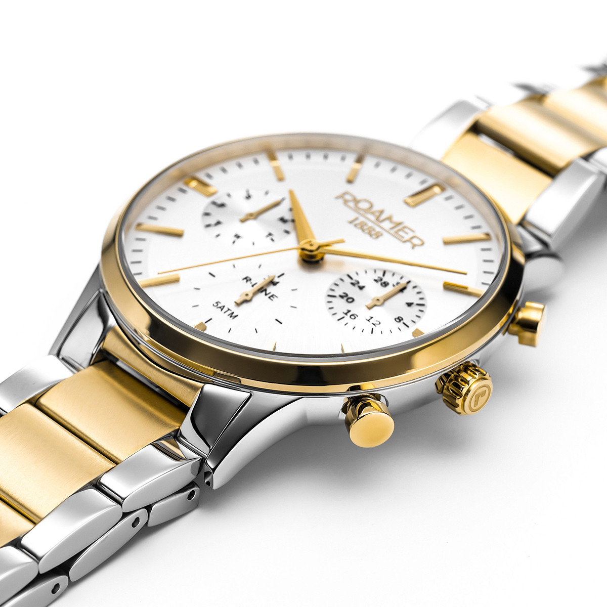 ROAMER R-Line Multifunction Silver 43mm Two Tone Gold Stainless Steel Bracelet 718982-48-15-70 - 2