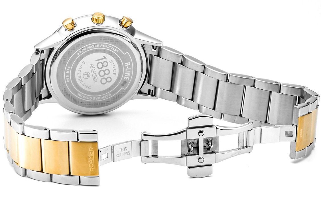 ROAMER R-Line Multifunction Silver 43mm Two Tone Gold Stainless Steel Bracelet 718982-48-15-70 - 4