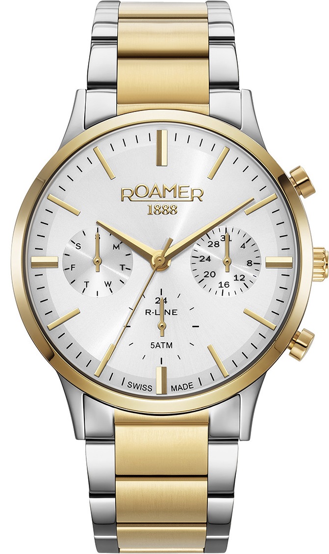 ROAMER R-Line Multifunction Silver 43mm Two Tone Gold Stainless Steel Bracelet 718982-48-15-70 - 1