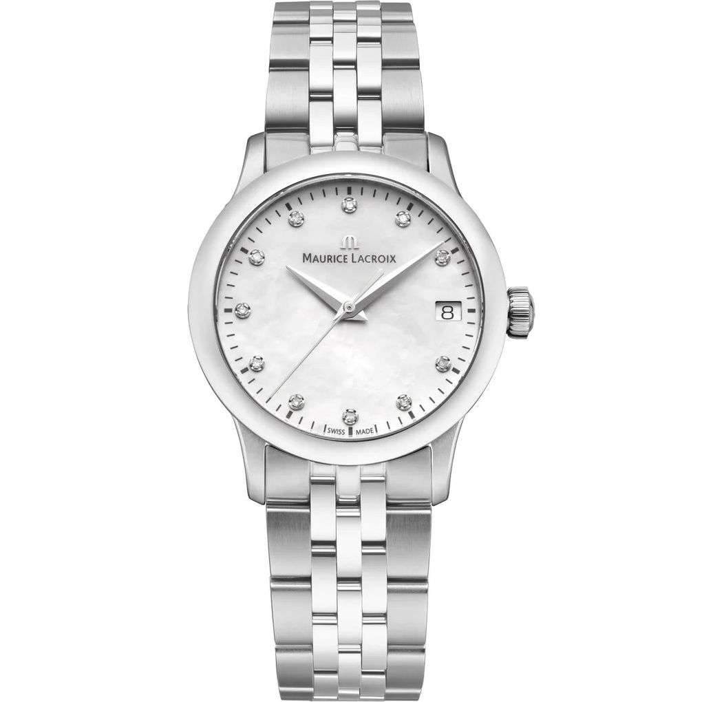 MAURICE LACROIX 1975 Quartz White Pearl Dial with Diamonds 33mm Silver Stainless Steel Bracelet 751006-SS002-170-1 - 