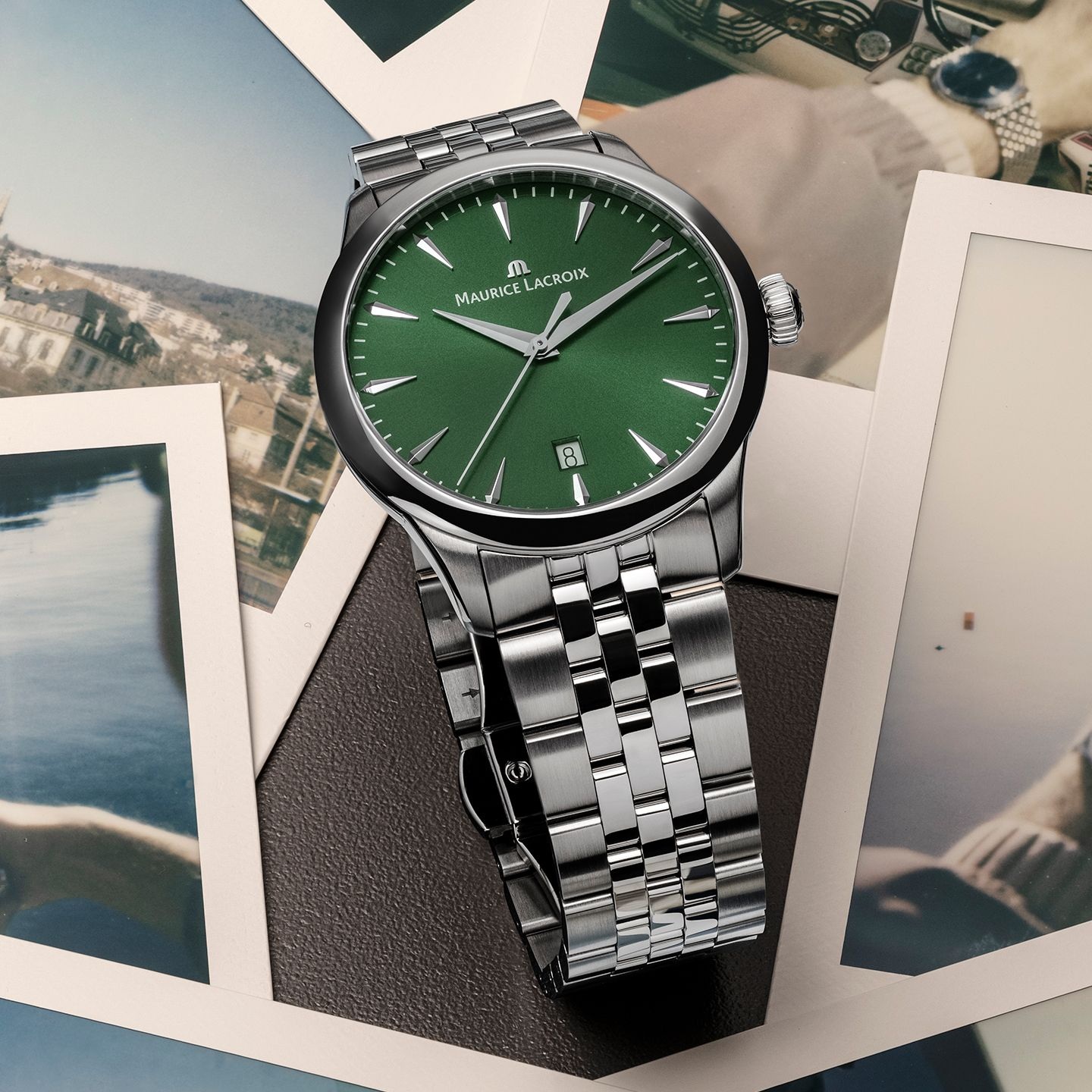 MAURICE LACROIX 1975 Quartz Green Dial 39mm Silver Stainless Steel Bracelet 751007-SS002-630-1 - 3