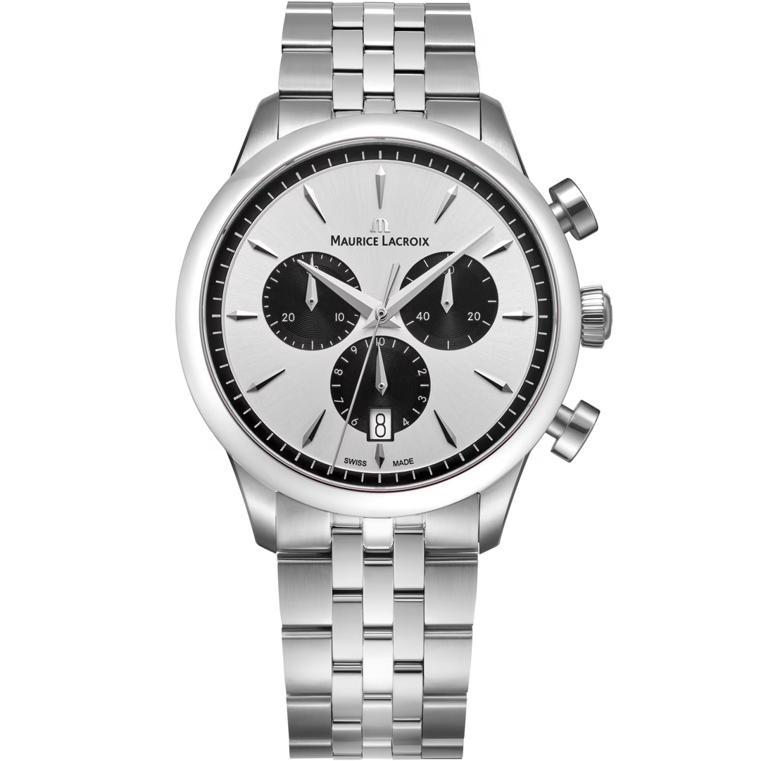 MAURICE LACROIX 1975 Quartz Chronograph Silver-Black Dial 40mm Silver Stainless Steel Bracelet 751038-SS002-130-1 - 