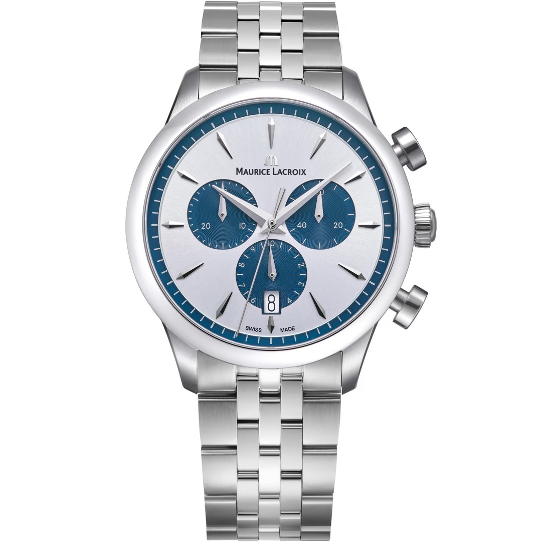 MAURICE LACROIX 1975 Quartz Chronograph Silver-Blue Dial 40mm Silver Stainless Steel Bracelet 751038-SS002-131-1 - 