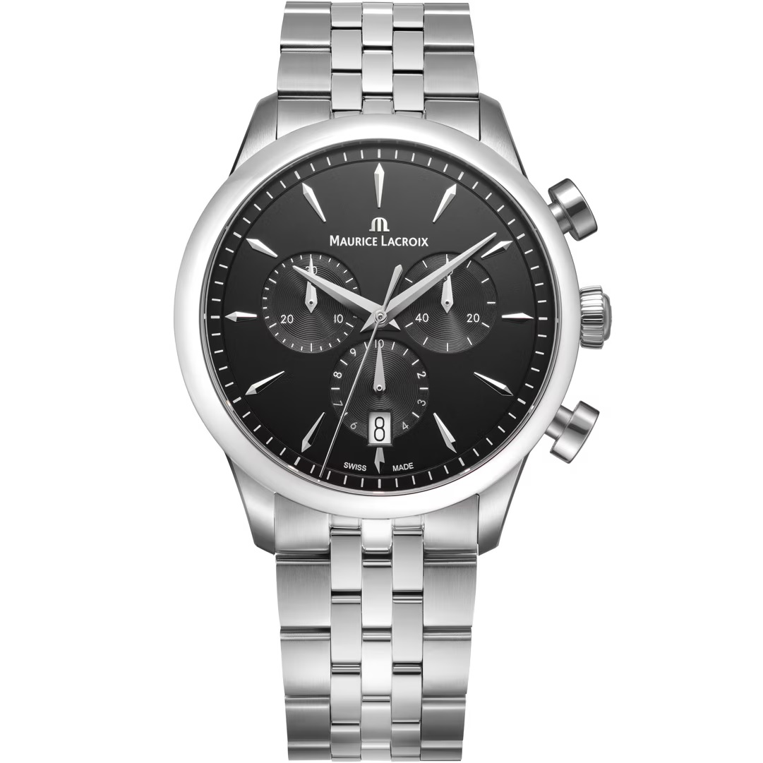 MAURICE LACROIX 1975 Quartz Chronograph Black Dial 40mm Silver Stainless Steel Bracelet 751038-SS002-330-1 - 