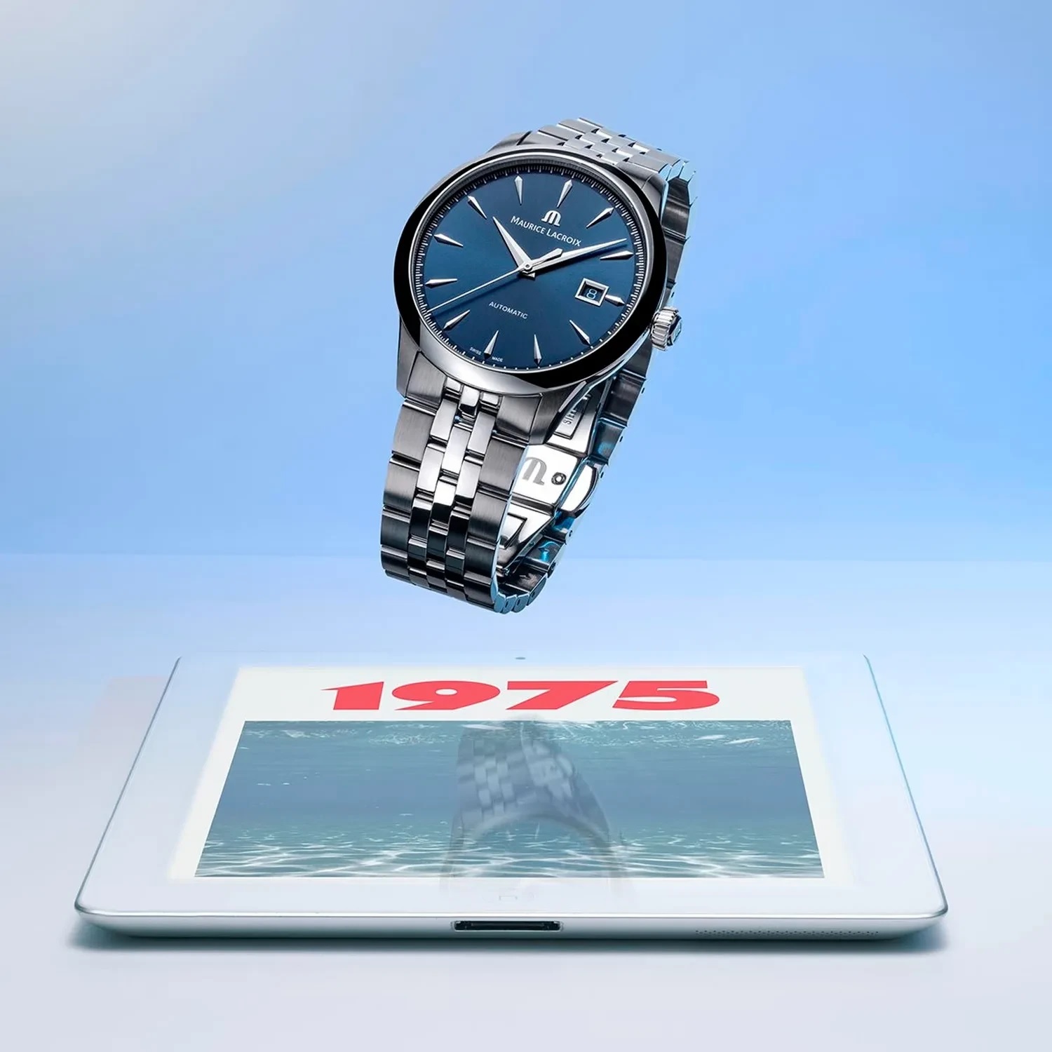 MAURICE LACROIX 1975 Automatic Blue Dial 40mm Silver Stainless Steel Bracelet 756008-SS002-430-1 - 4