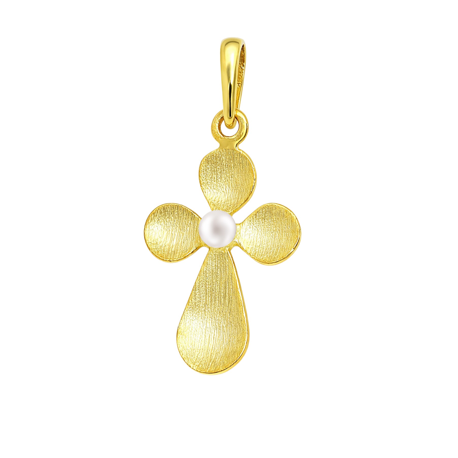 ΣΤΑΥΡΟΣ Χειροποίητος SENZIO Collection από Κ9 Κίτρινο Χρυσό με Μαργαριτάρι 46688.K9 - 