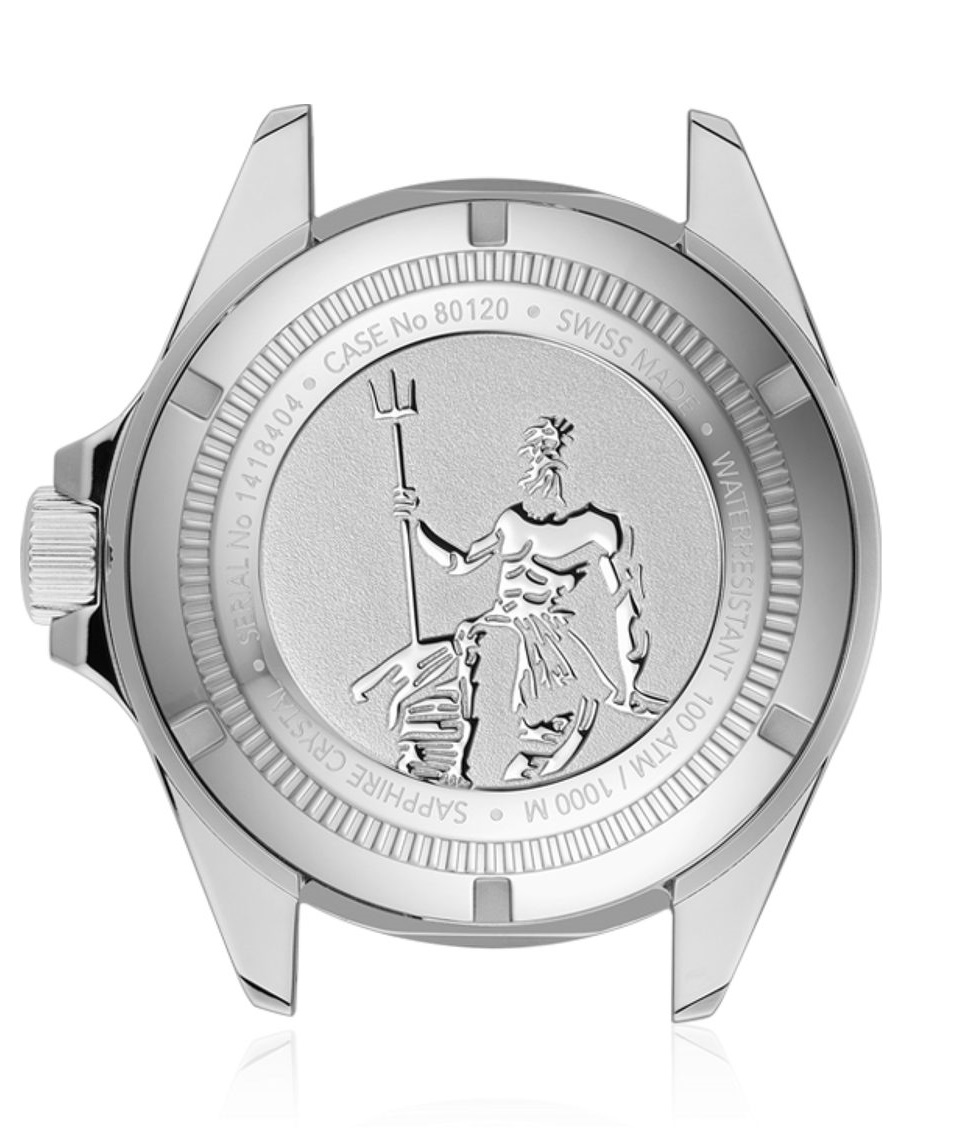 EDOX Neptunian Diver Black Dial 44mm Silver Stainless Steel Bracelet 80120-3NM-NIN - 