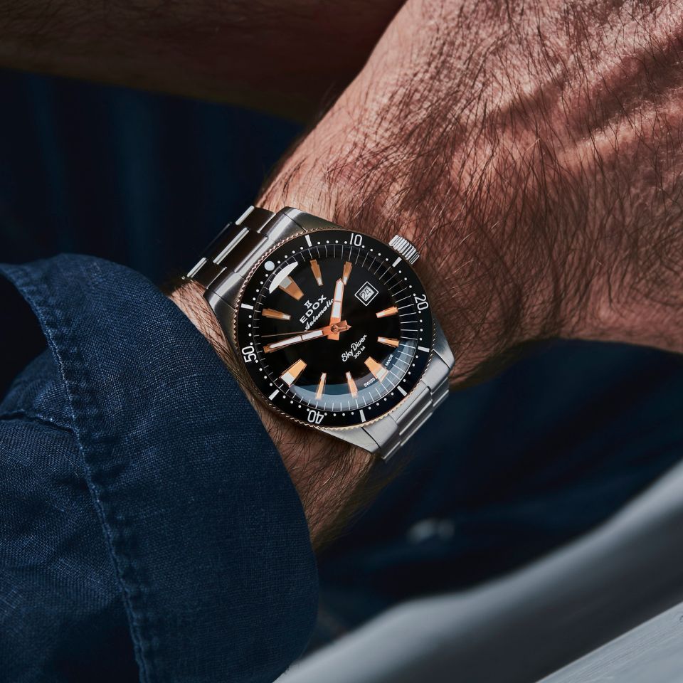 EDOX SkyDiver Date Automatic Limited Edition Black Dial 42mm Silver Stainless Steel Bracelet 80126-357RNM-NIRB - 12