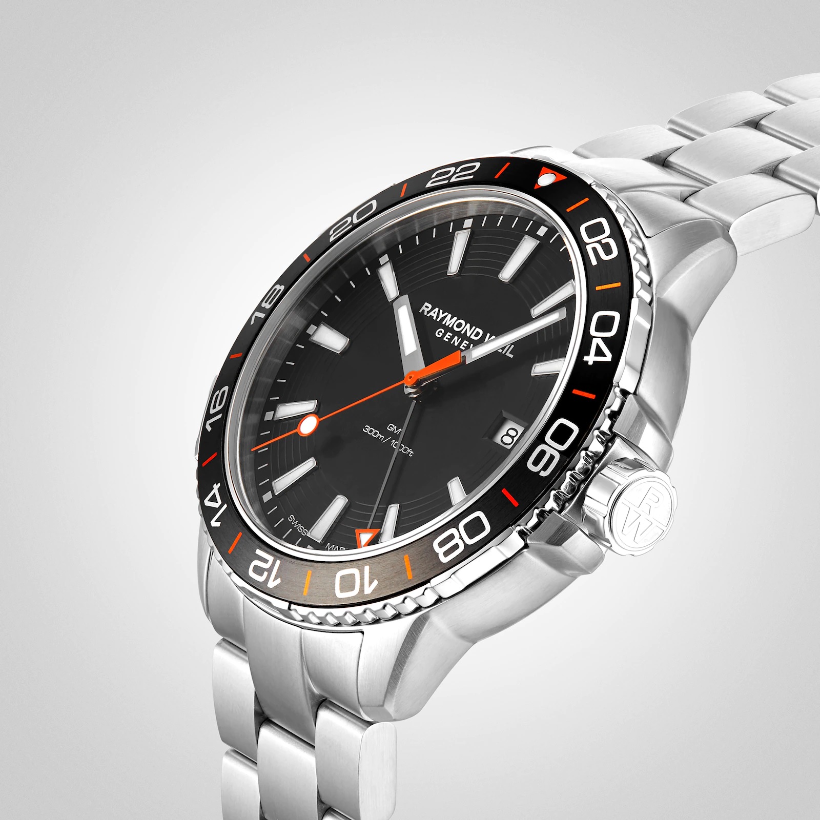 RAYMOND WEIL Tango Diver GMT 42mm Silver Stainless Steel Bracelet 8280-ST2-20001 - 