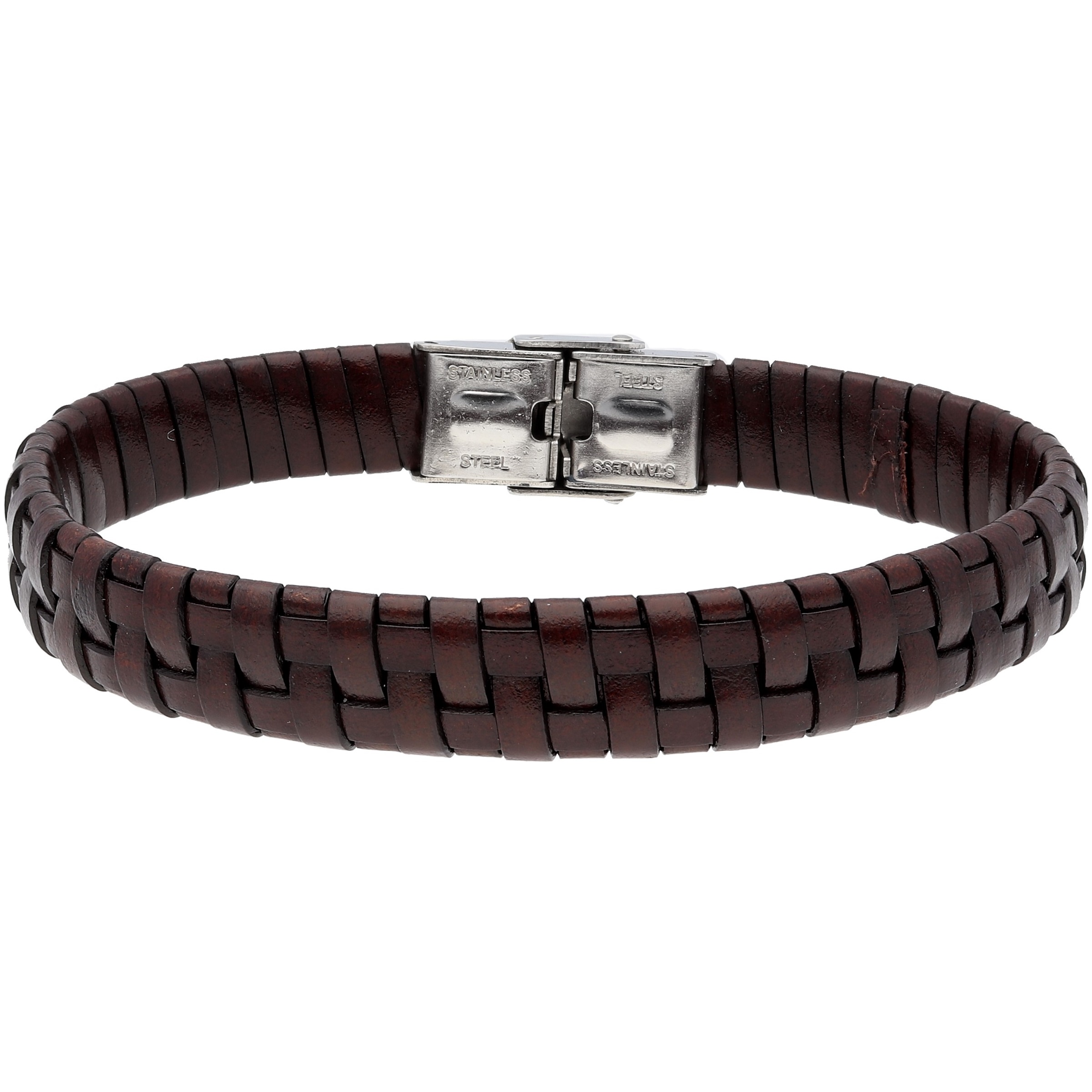 ΒΡΑΧΙΟΛΙ Ανδρικό LISKA Leather Collection από Καφέ Δέρμα και Ασημί Ανοξείδωτο Ατσάλι 84BA802-M - 