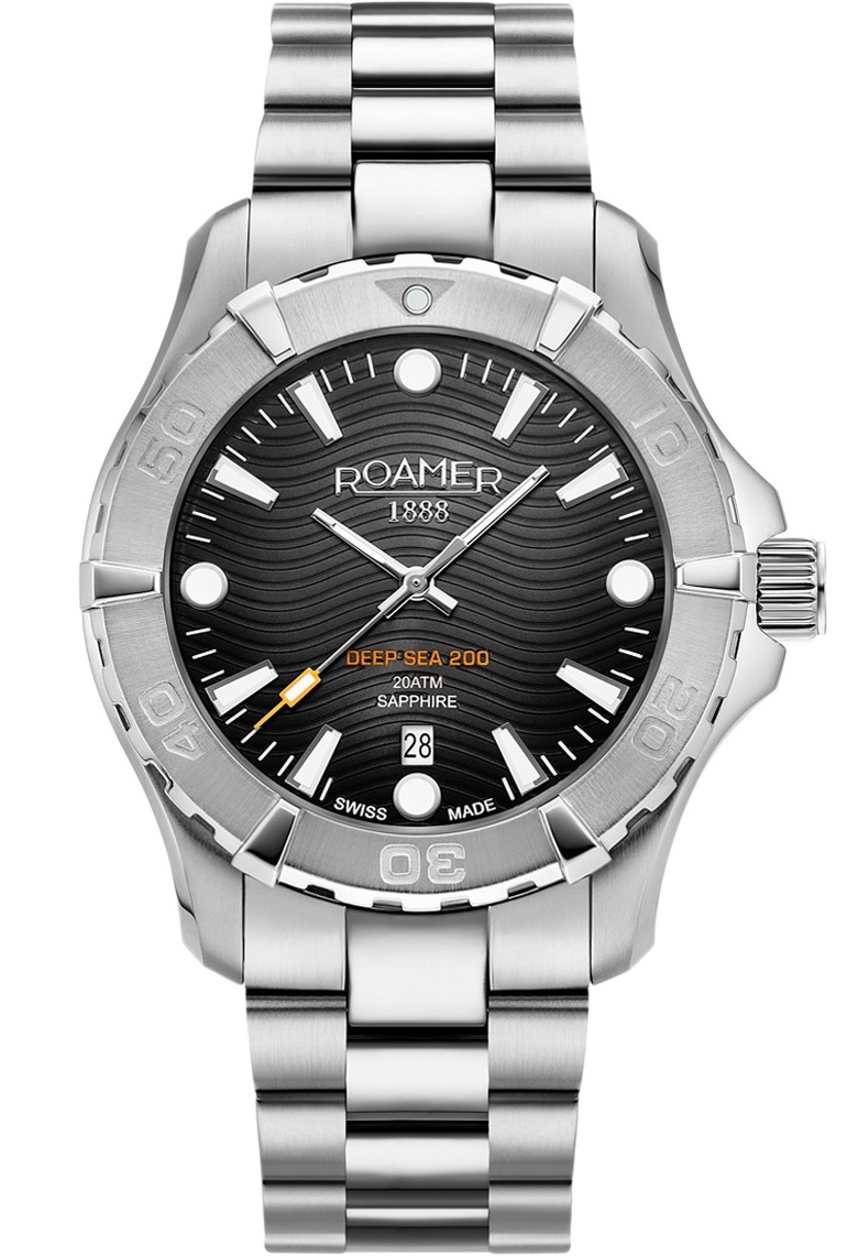 ROAMER Deep Sea 200 Black Dial 43mm Silver Stainless Steel Bracelet 860833-41-55-70 - 