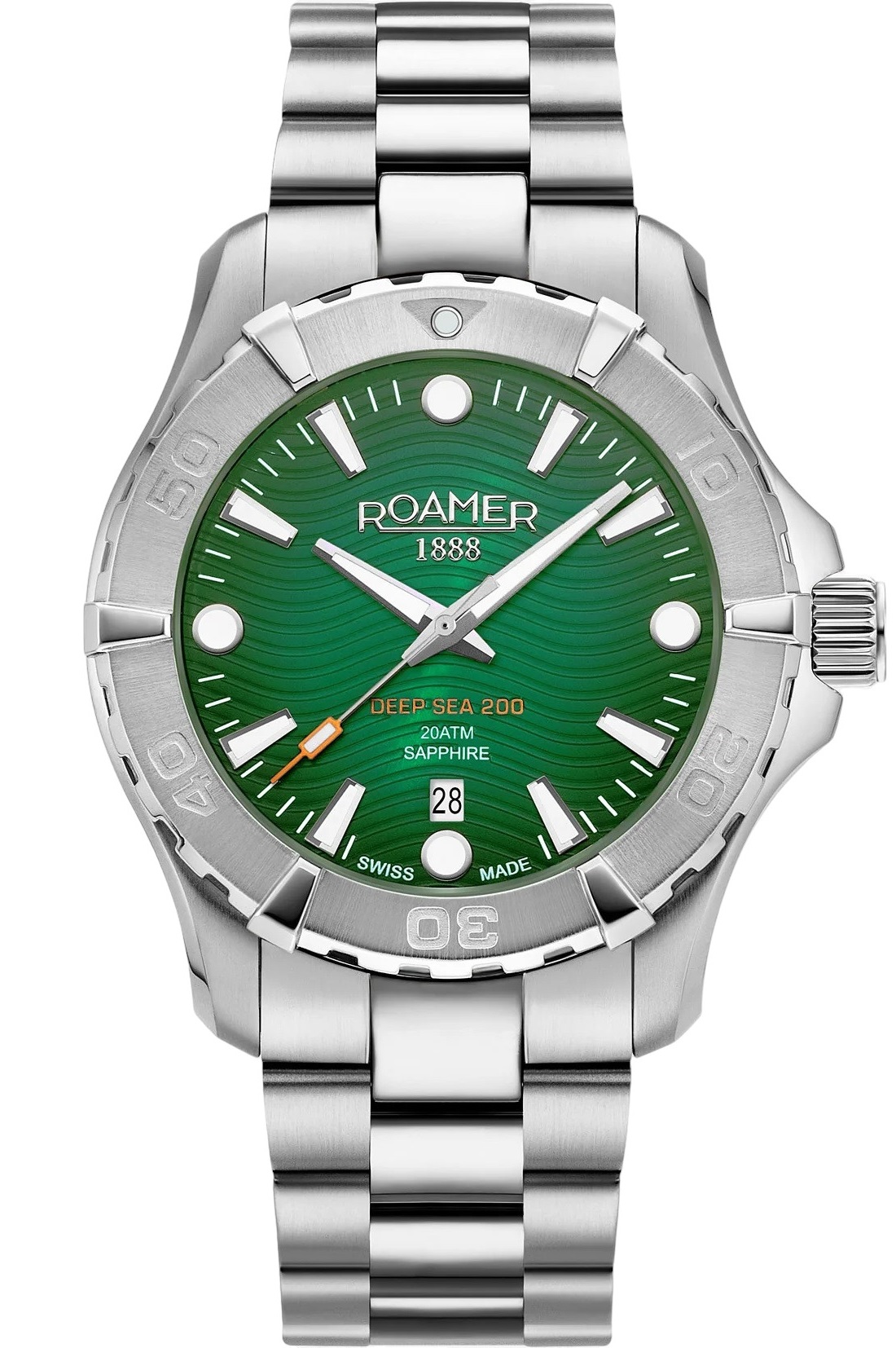 ROAMER Deep Sea 200 Green Dial 43mm Silver Stainless Steel Bracelet 860833-41-75-71 - 1