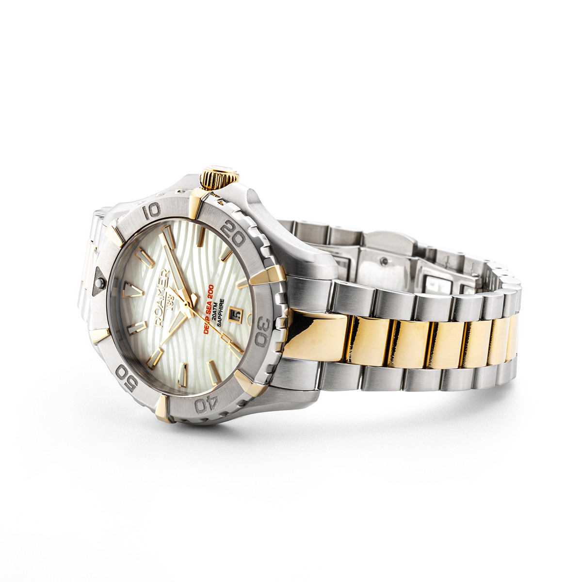 ROAMER Deep Sea 200 Ladies White Pearl Dial 34mm Two Tone Gold Stainless Steel Bracelet 860844-47-20-20 - 
