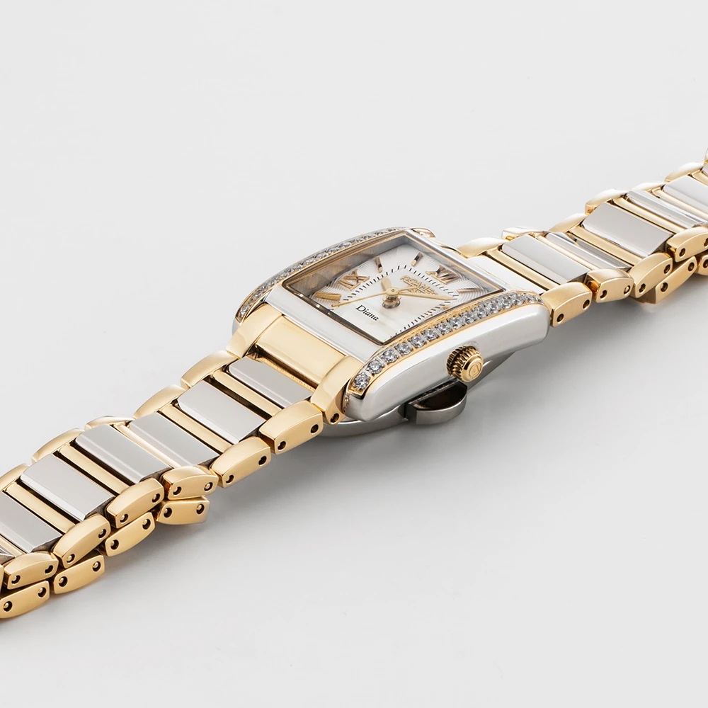 ROAMER Diana White Pearl Dial 17x23mm Two-Tone Gold Stainless Steel Bracelet 869647-47-20-20 - 