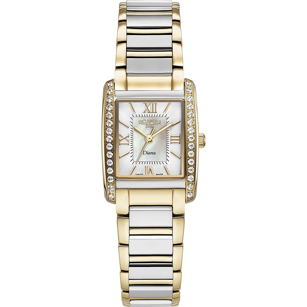ROAMER Diana White Pearl Dial 17x23mm Two-Tone Gold Stainless Steel Bracelet 869647-47-20-20 - 