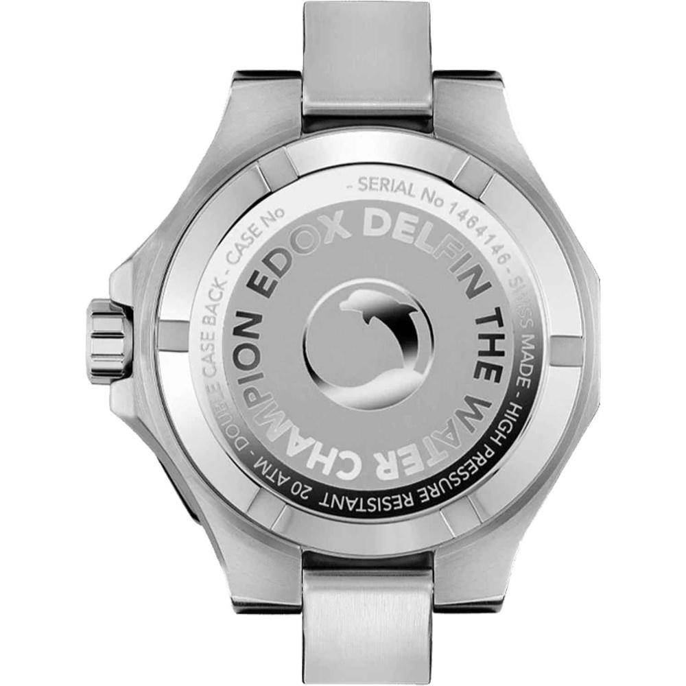 EDOX Delfin The Original Day Date Automatic Black Dial 43mm Silver Stainless Steel Bracelet 88008-3M-NIN - 