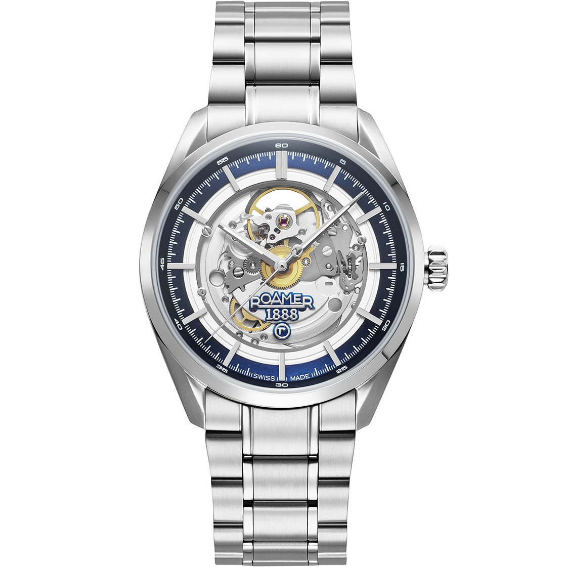 ROAMER Pro Auto Skeleton Blue Dial 42mm Silver Stainless Steel Bracelet 965985-41-45-20 - 