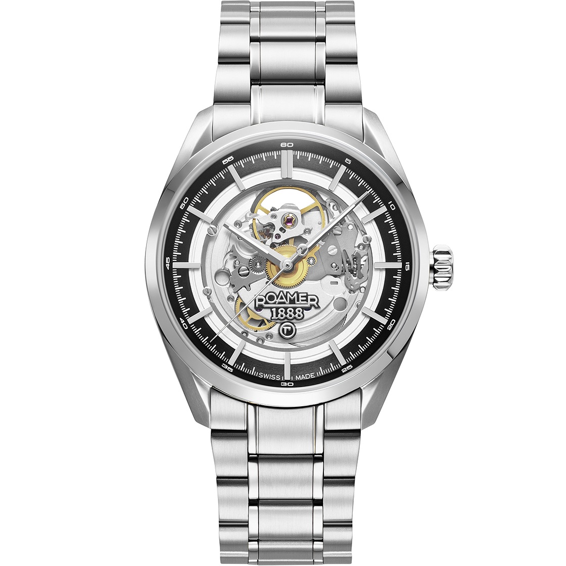 ROAMER Pro Auto Skeleton Black Dial 42mm Silver Stainless Steel Bracelet 965985-41-85-20 - 