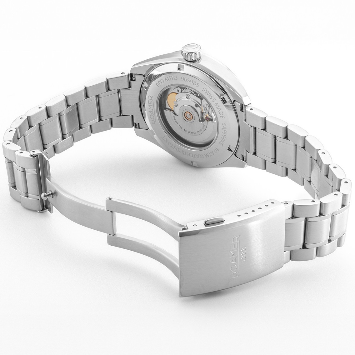 ROAMER Pro Auto Skeleton Blue Dial 42mm Silver Stainless Steel Bracelet 965985-41-45-20 - 4