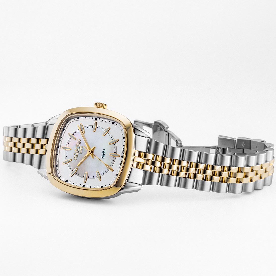 ROAMER Stella White Pearl Dial 32.5mm Two Tone Gold Stainless Steel Bracelet 966847-47-20-20 - 