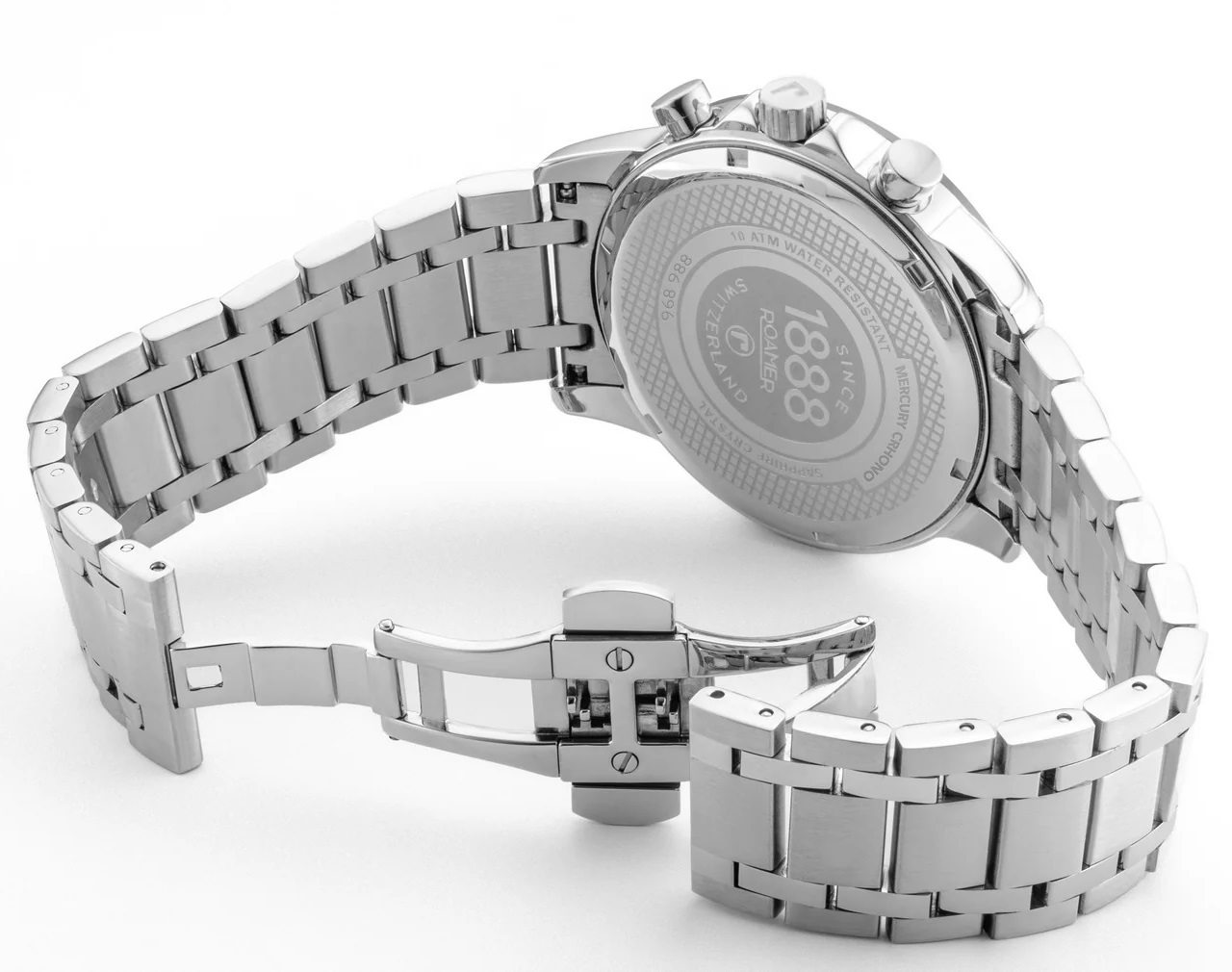 ROAMER Mercury Chrono Red-Black Sunray Dial 43.5mm Silver Stainless Steel Bracelet 968988-41-65-20 - 4