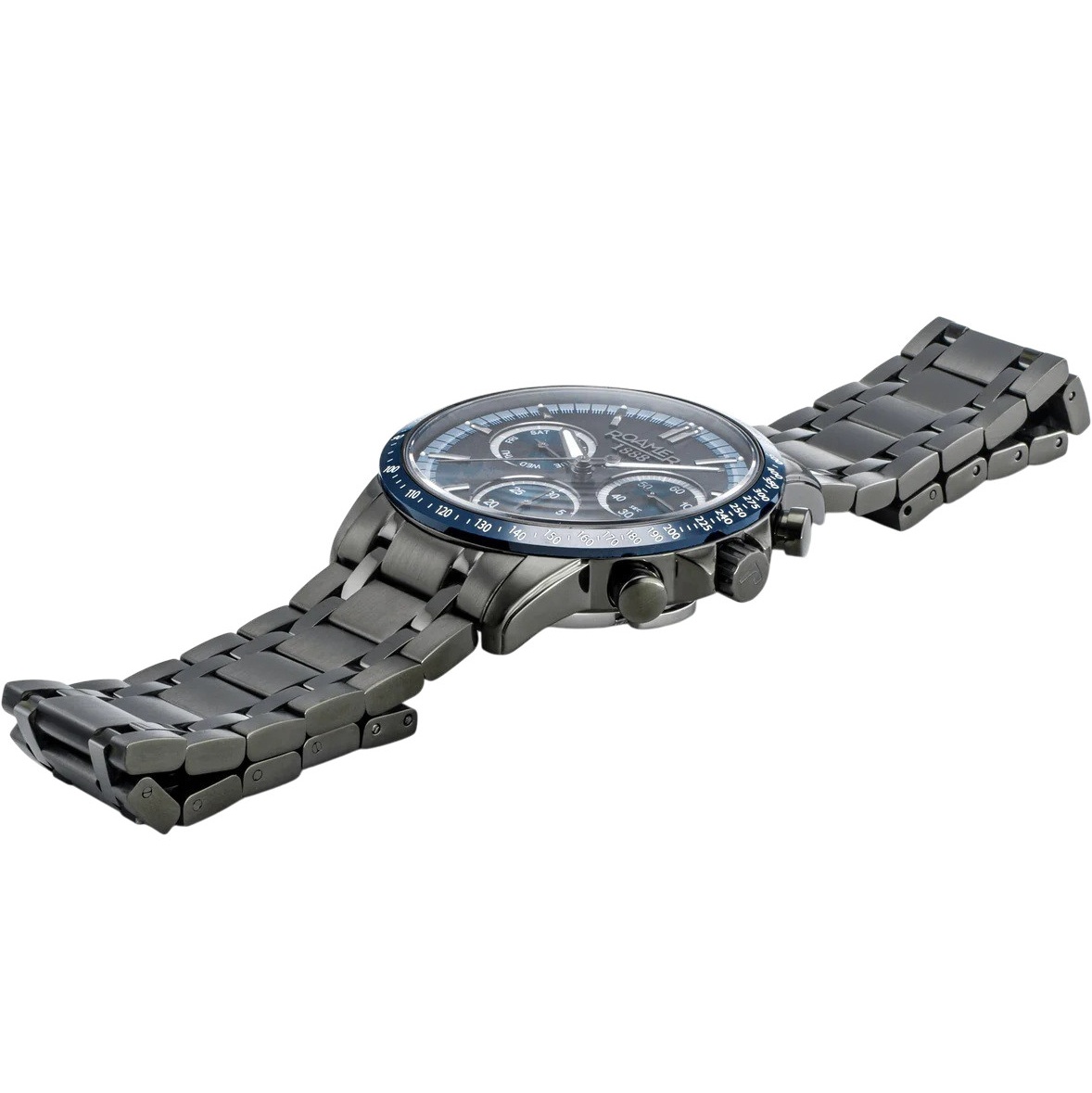 ROAMER Mercury Chrono Blue Sunray Dial 43.5mm Black Stainless Steel Bracelet 968988-44-45-20 - 