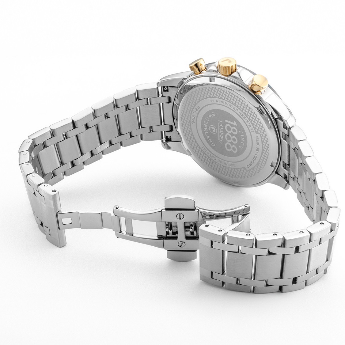 ROAMER Mercury Chrono Blue-Gold Sunray Dial 43.5mm Silver Stainless Steel Bracelet 968988-47-45-20 - 4