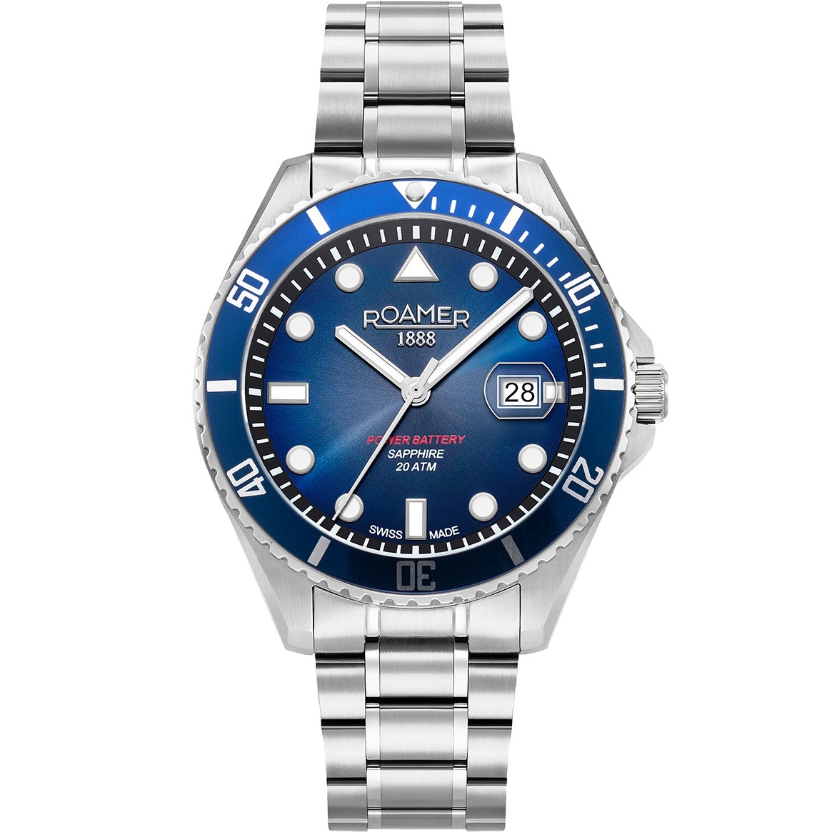 ROAMER Pro Scuba 200 Blue Dial 43mm Silver Stainless Steel Bracelet 969845-41-45-20 - 