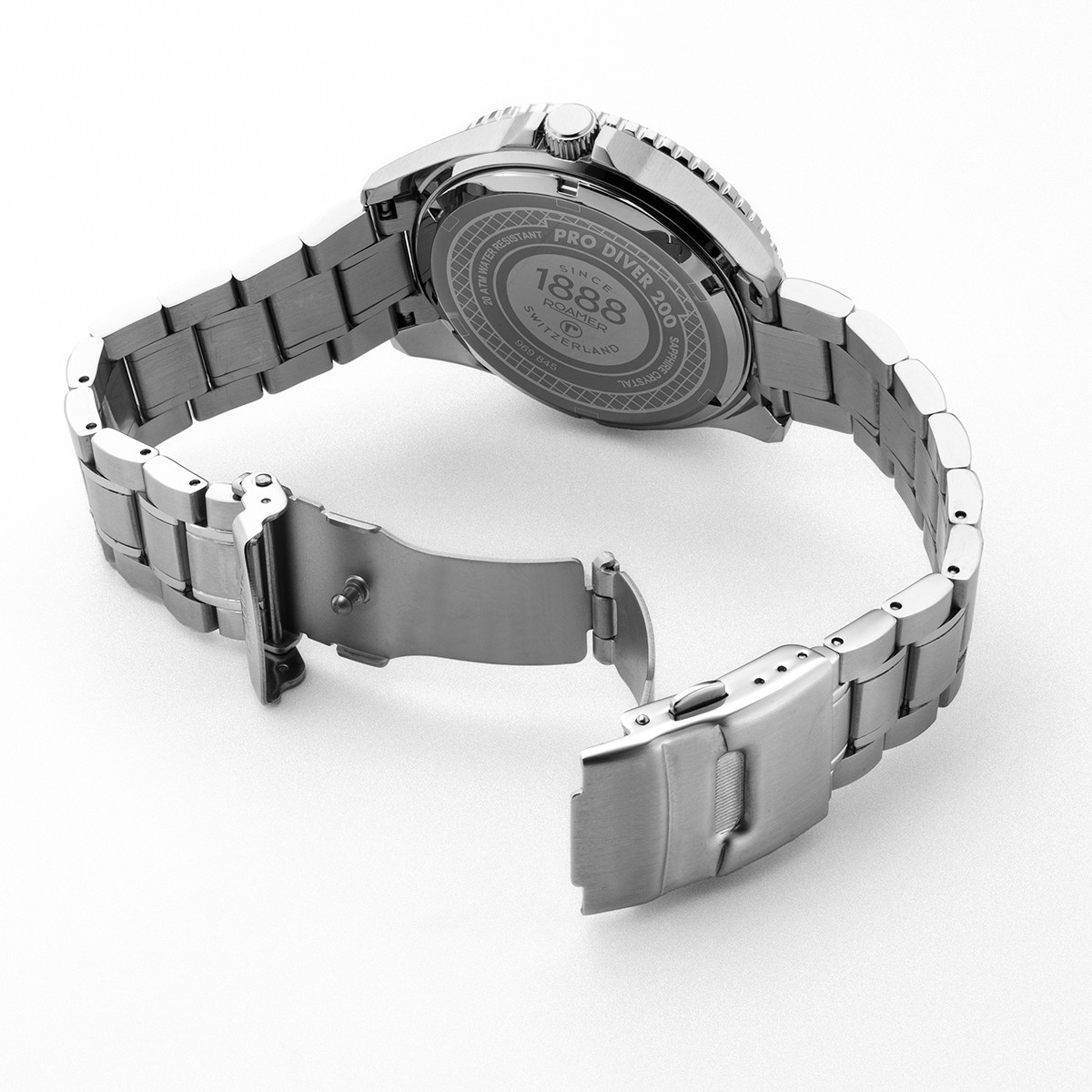 ROAMER Pro Scuba 200 Black Dial 43mm Silver Stainless Steel Bracelet 969845-41-85-20 - 4