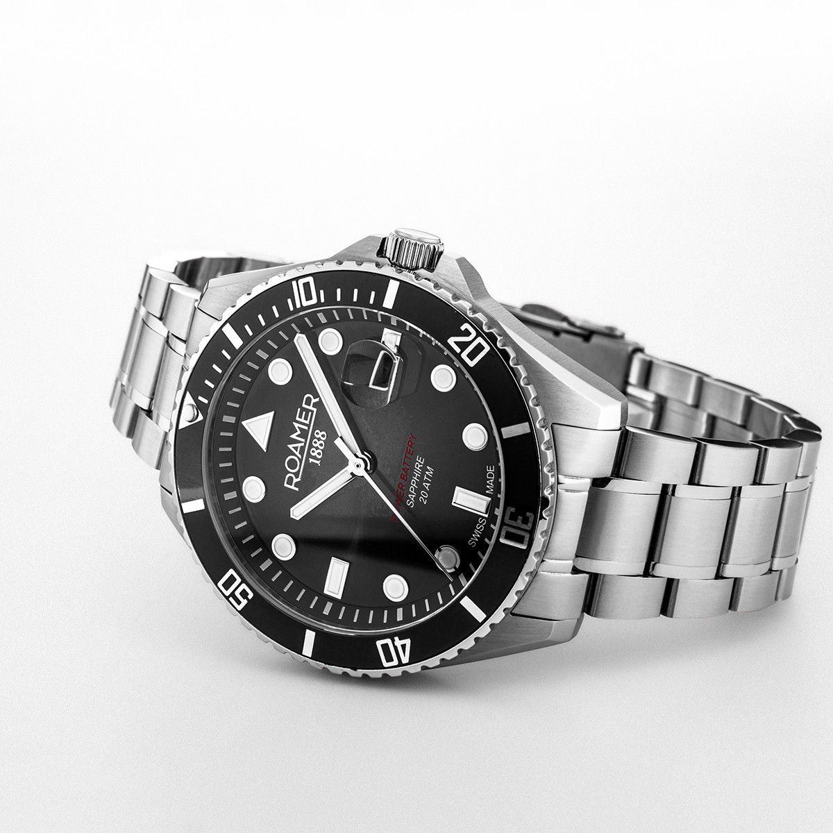 ROAMER Pro Scuba 200 Black Dial 43mm Silver Stainless Steel Bracelet 969845-41-85-20 - 