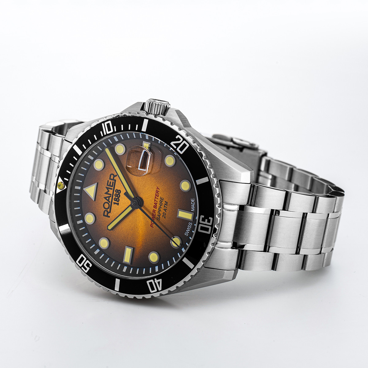ROAMER Pro Scuba 200 Orange Dial 43mm Silver Stainless Steel Bracelet 969845-41-95-20 - 