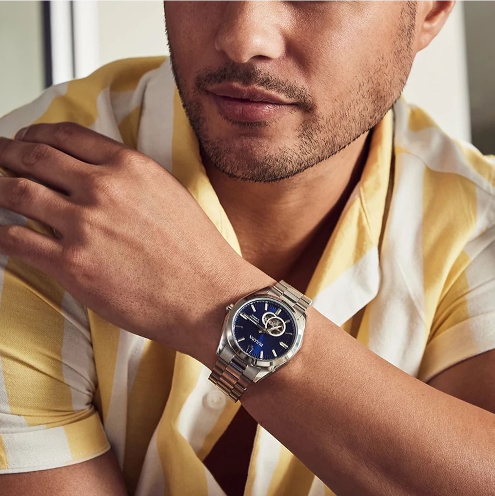 BULOVA Surveyor Open Aperture Automatic Blue Dial 42mm Silver Stainless Steel Bracelet 96A275 - 