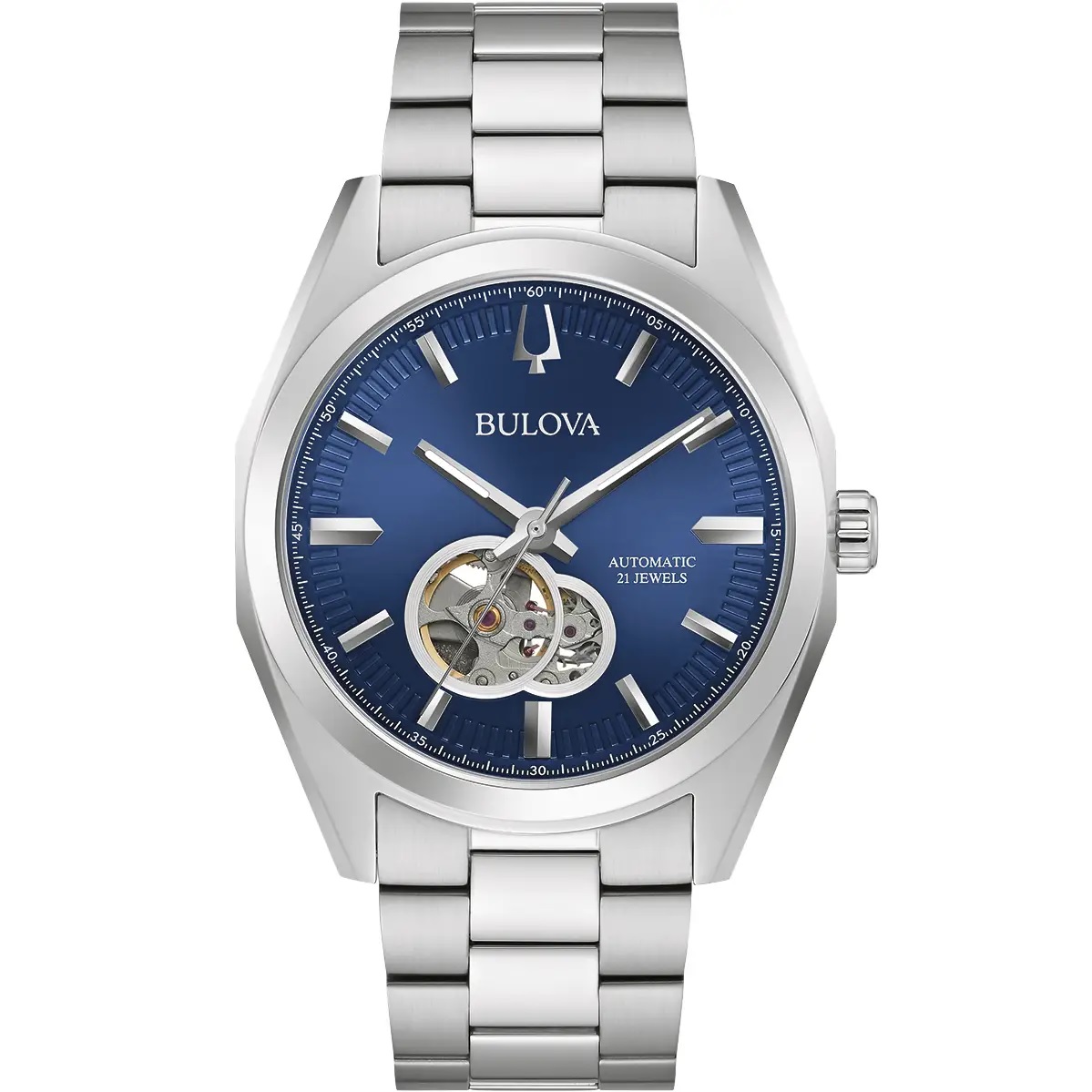 BULOVA Surveyor Open Aperture Automatic Blue Dial 42mm Silver Stainless Steel Bracelet 96A275 - 