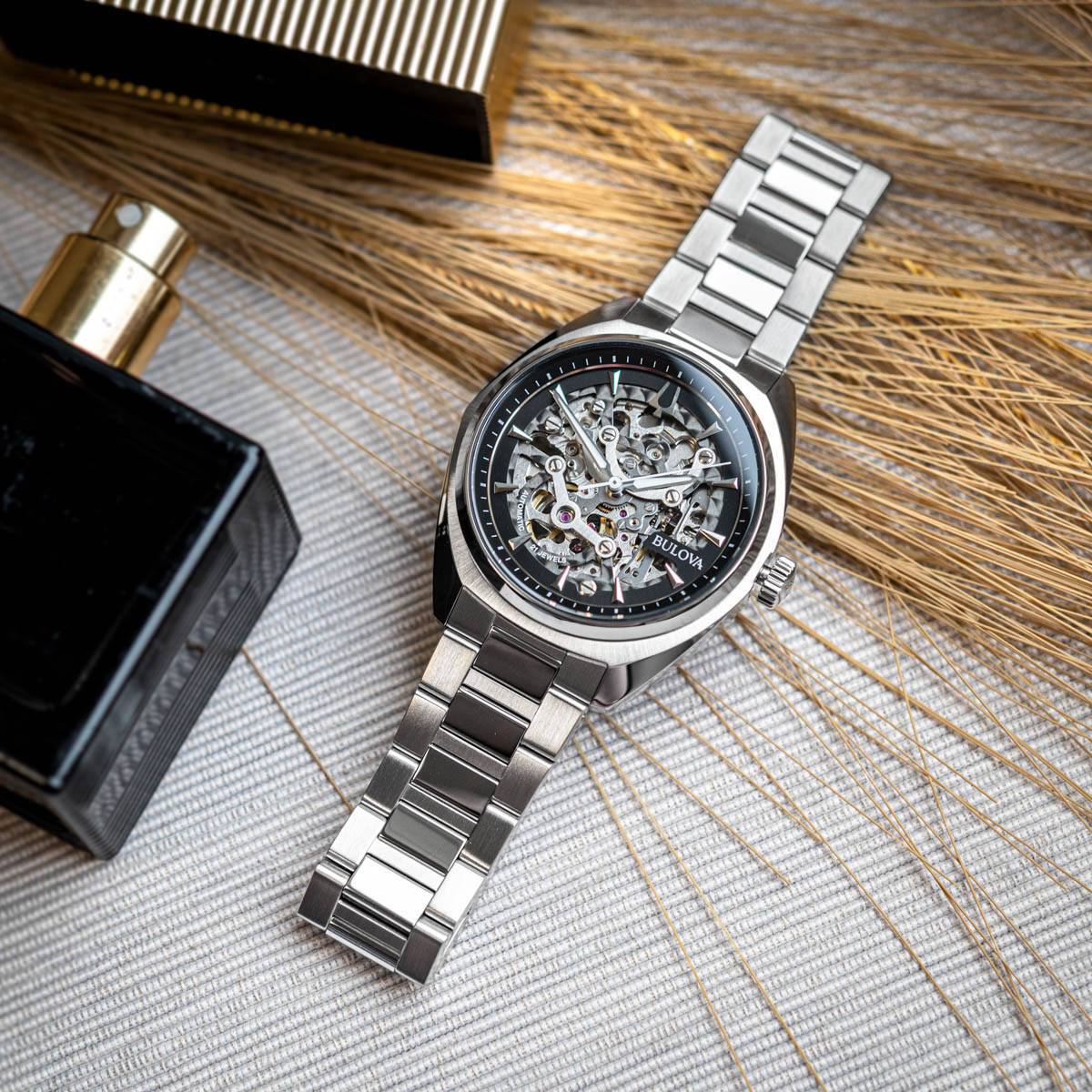 BULOVA Surveyor Skeleton Automatic Black Dial 41mm Silver Stainless Steel Bracelet 96A293 - 5