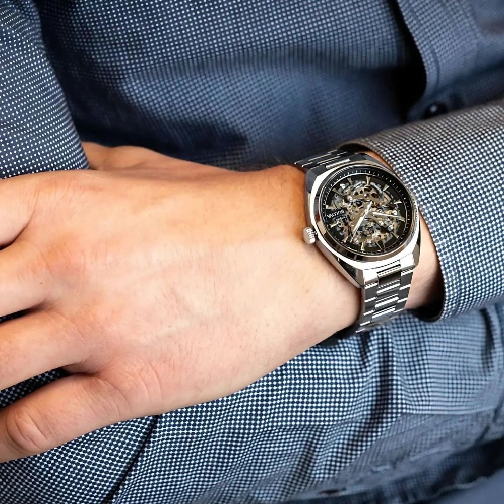 BULOVA Surveyor Skeleton Automatic Black Dial 41mm Silver Stainless Steel Bracelet 96A293 - 