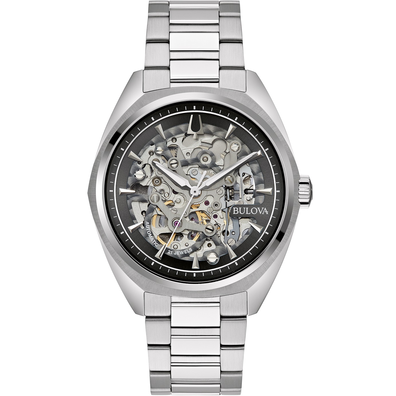 BULOVA Surveyor Skeleton Automatic Black Dial 41mm Silver Stainless Steel Bracelet 96A293 - 