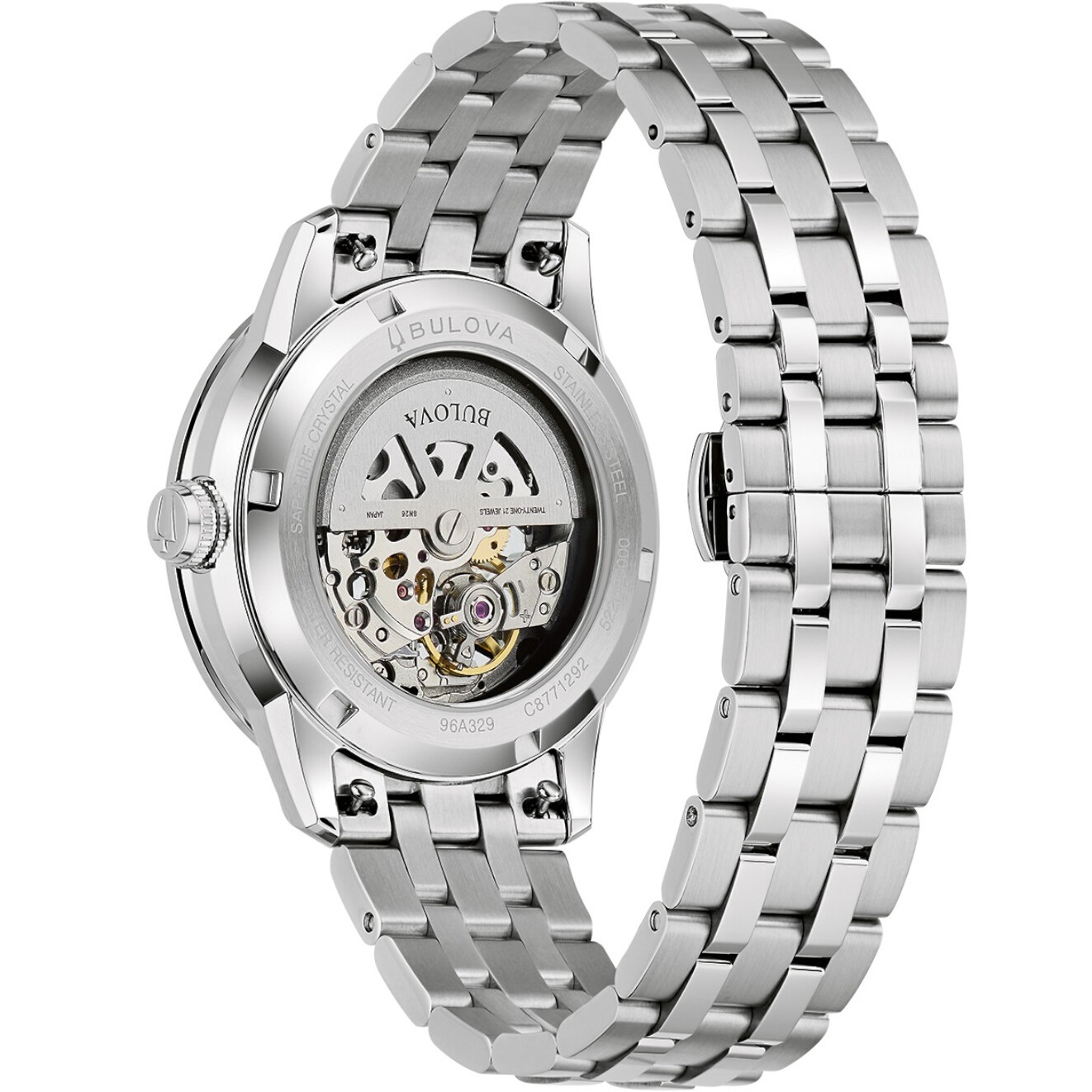 BULOVA Sutton Skeleton Automatic Green Dial 40mm Silver Stainless Steel Bracelet 96A329 - 3