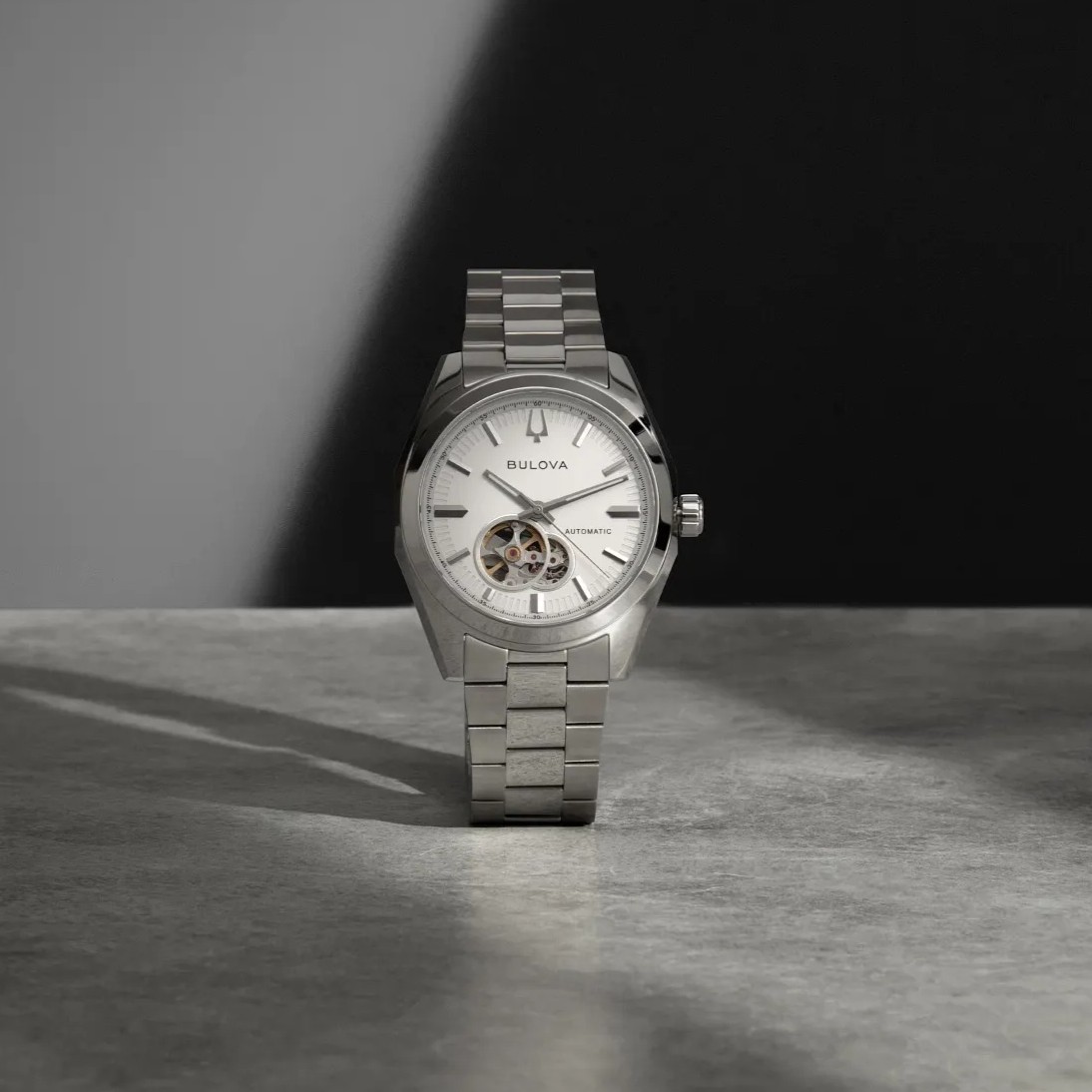 BULOVA Surveyor Open Aperture Automatic White Dial 39mm Silver Stainless Steel Bracelet 96A345 - 6