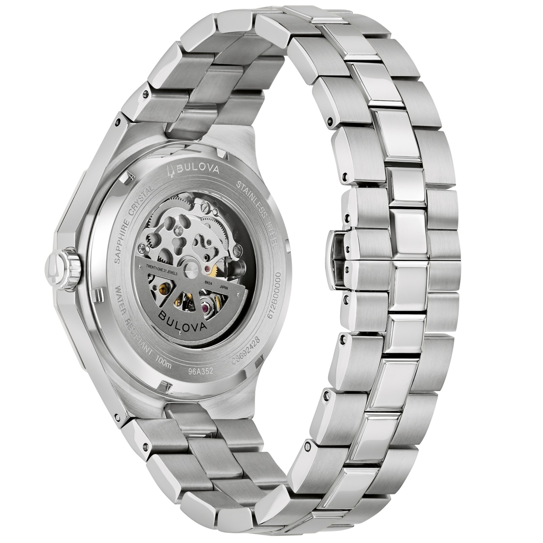 BULOVA Prestige Skeleton Automatic Blue Dial 42mm Silver Stainless Steel Bracelet 96A352 - 