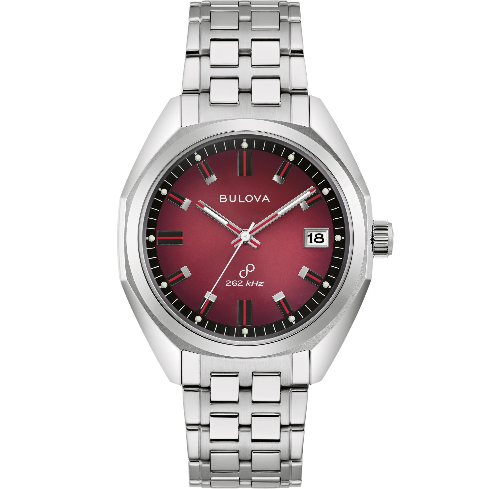 BULOVA Jet Star Precisionist Red Gradient Dial 40mm Silver Stainless Steel Bracelet 96B401 - 