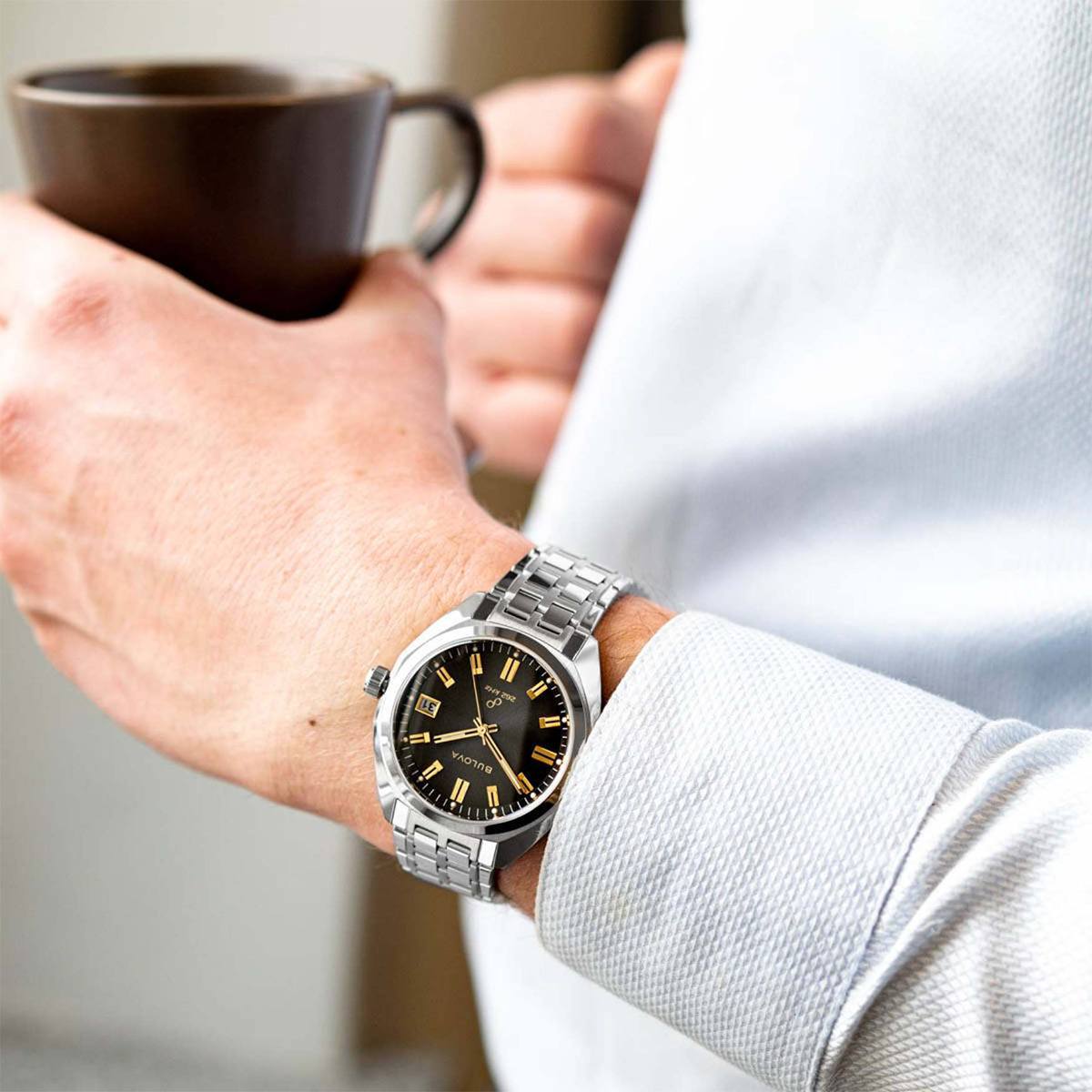 BULOVA Jet Star Precisionist Grey Gold Dial 40mm Silver Stainless Steel Bracelet 96B415 - 