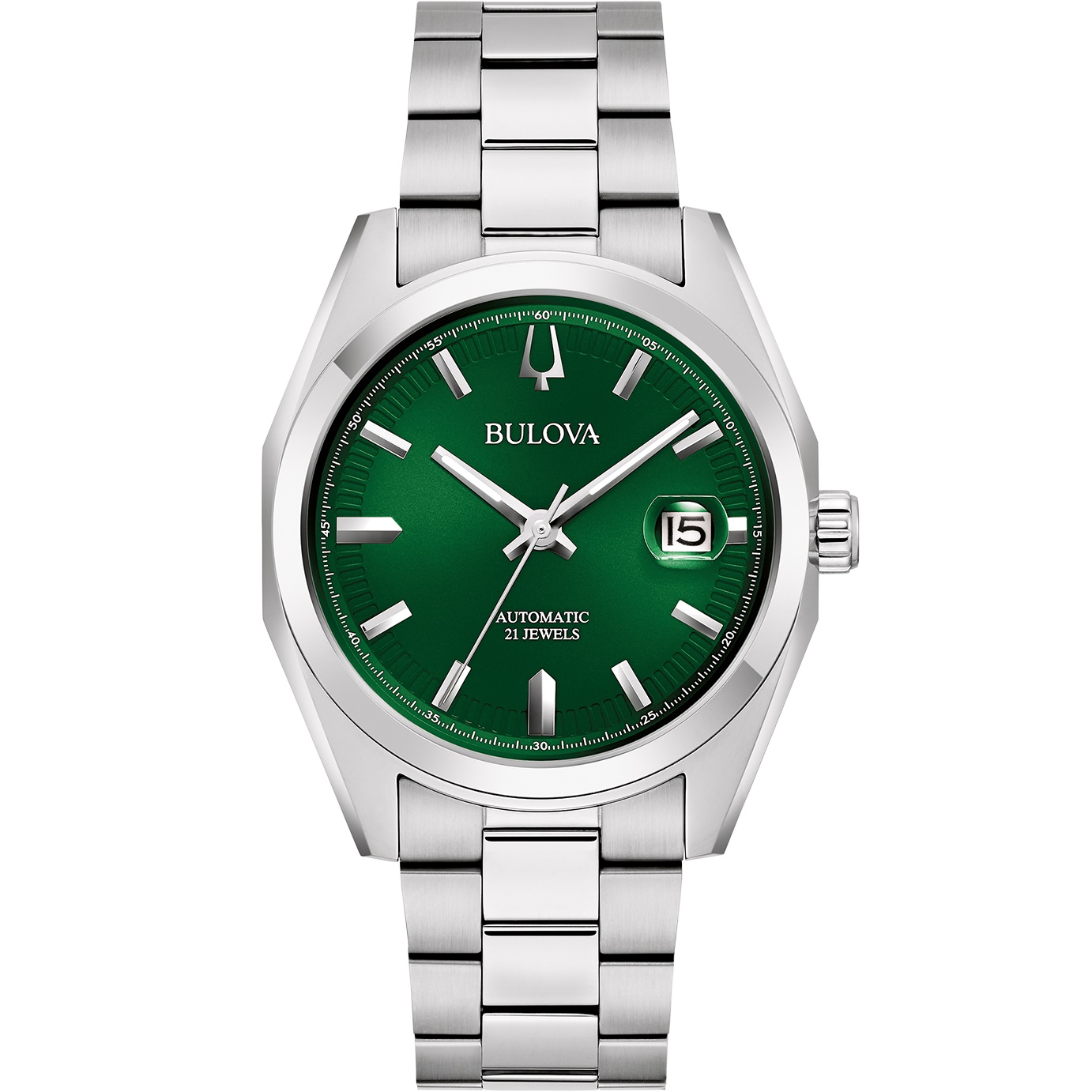 BULOVA Surveyor Automatic Green Dial 39mm Silver Stainless Steel Bracelet 96B429 - 