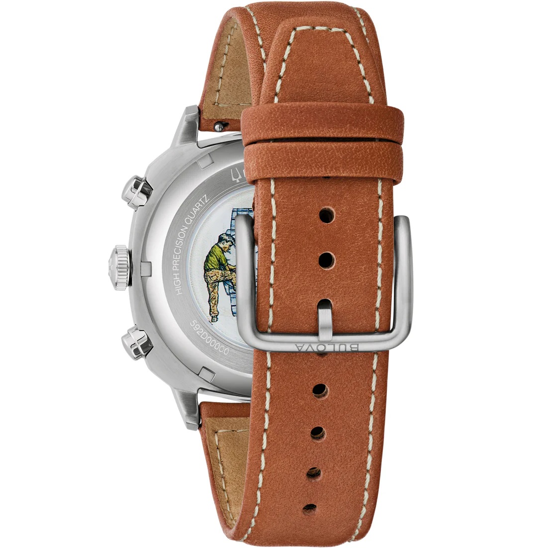 BULOVA Military Chronograph Precisionist Green Dial 42.5mm Silver Stainless Steel Brown Leather Strap 96B482 - 4