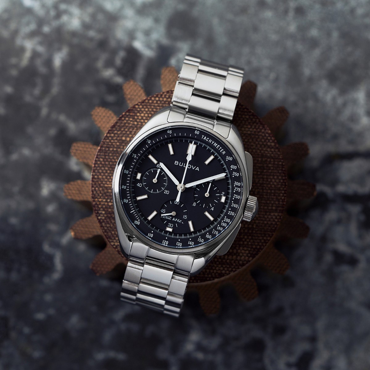 BULOVA Lunar Pilot Chronograph Box Set Black Dial 43.5mm Silver Stainless Steel Bracelet with Extra Black Nato Strap 96K111 - 8