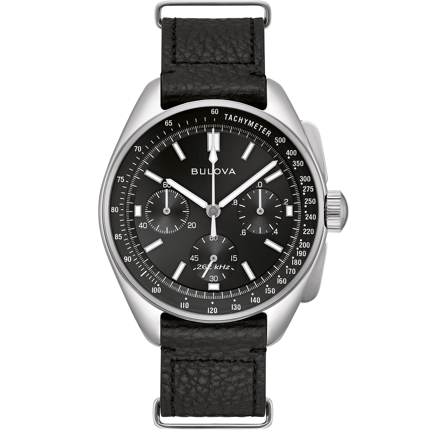 BULOVA Lunar Pilot Chronograph Box Set Black Dial 43.5mm Silver Stainless Steel Bracelet with Extra Black Nato Strap 96K111 - 3
